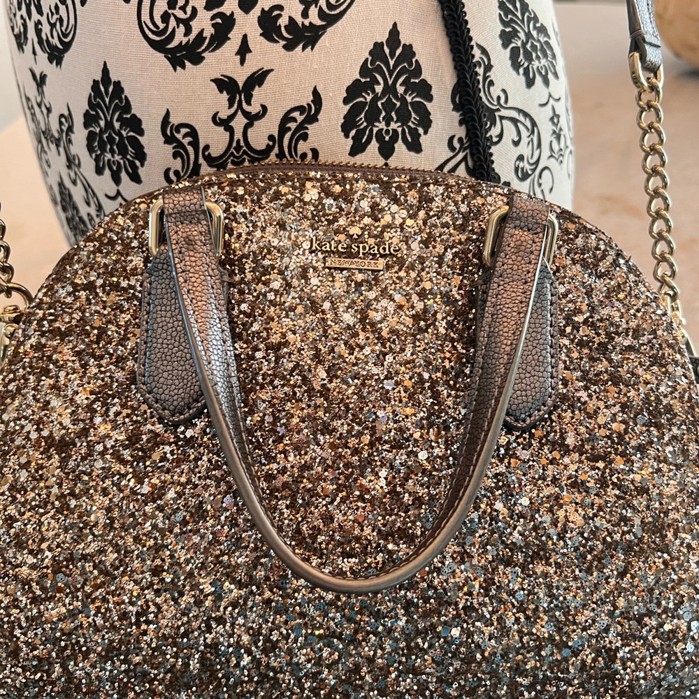 Kate Spade Gun Metal Glitter Cross-Shoulder bag